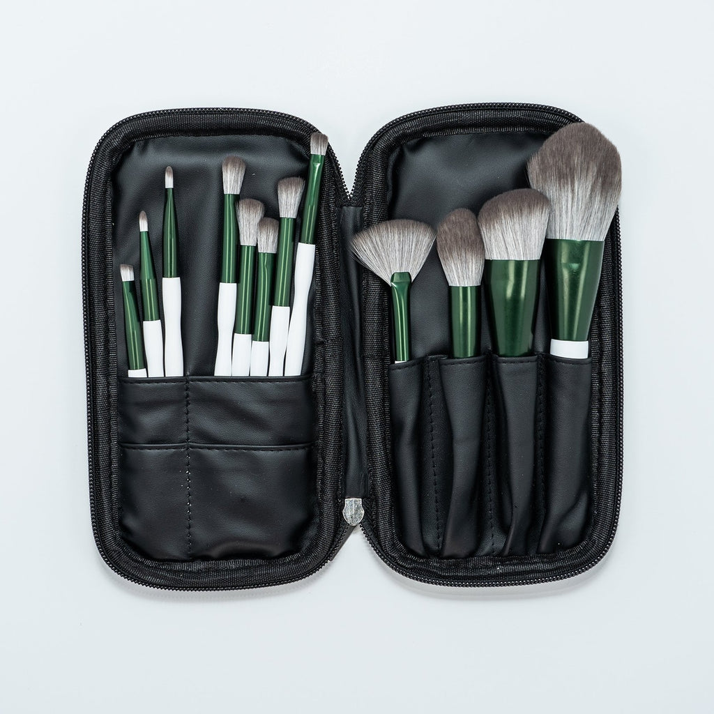 Green/White 12pc brush set - Beauty we sell 