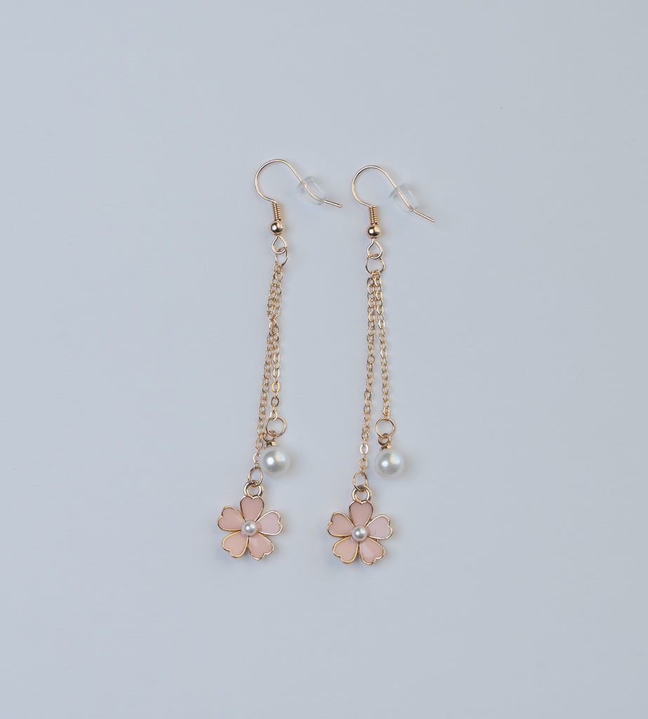 Pink flower hanging earring - Beauty we sell 